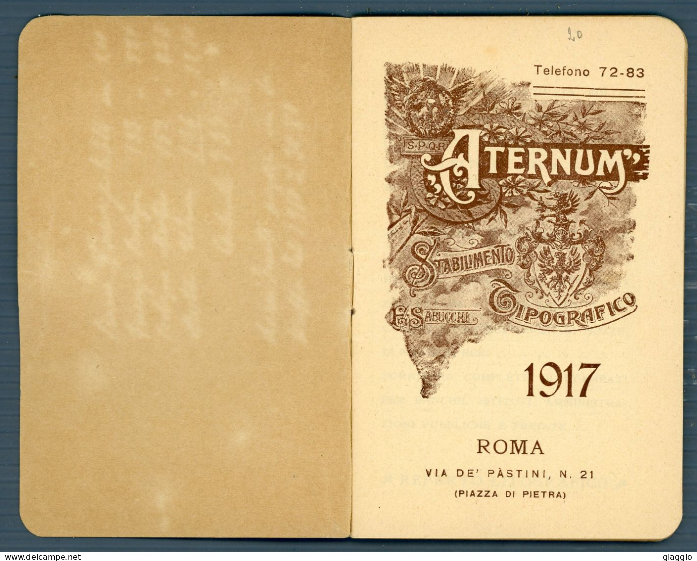 °°° Calendario - Aternum 1917 °°° - Tamaño Grande : 1901-20