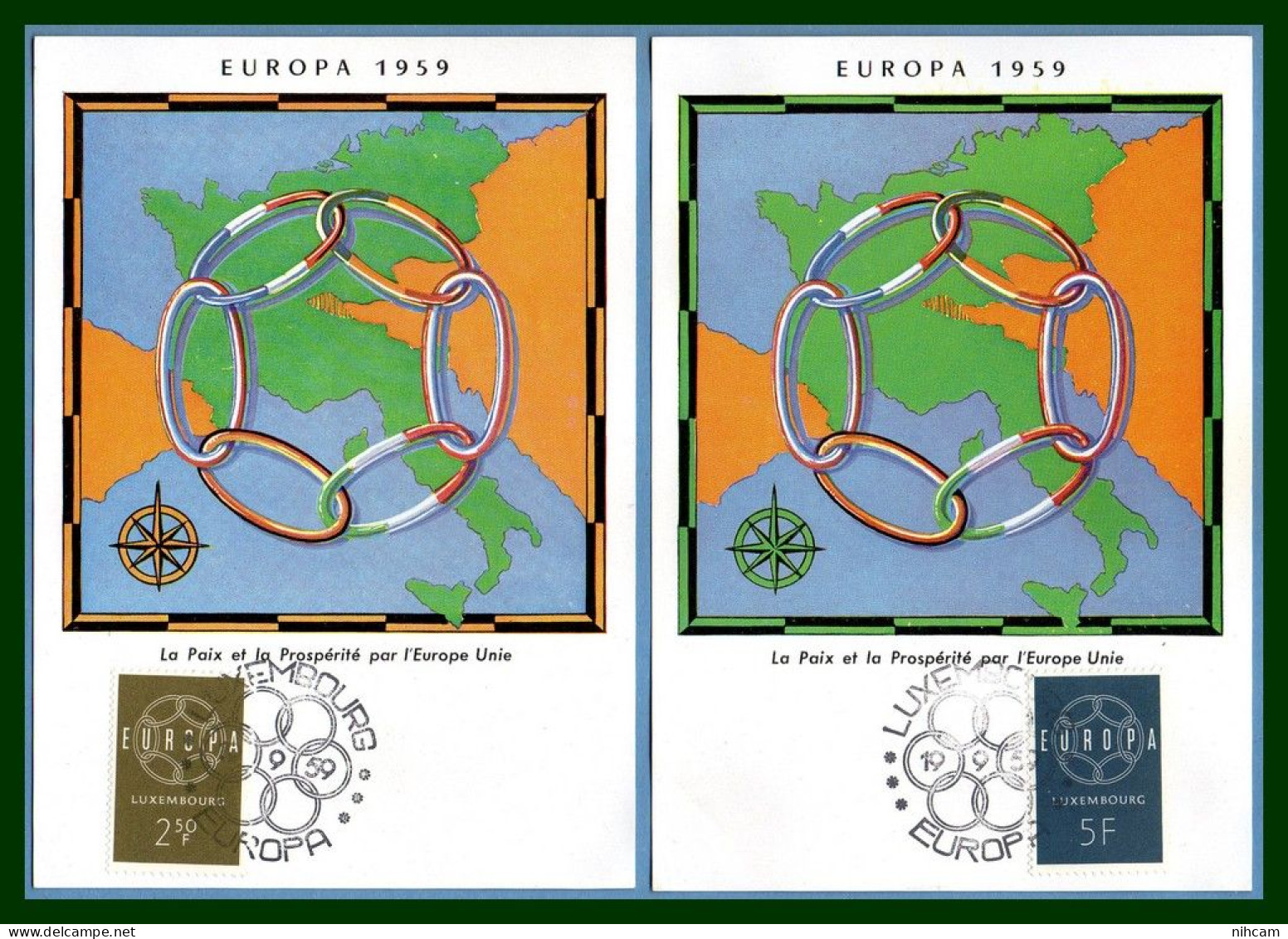 Carte Maximum Europa 1959 Luxembourg Luxemburg Yv. N° 567 568 (voir !) - 1959