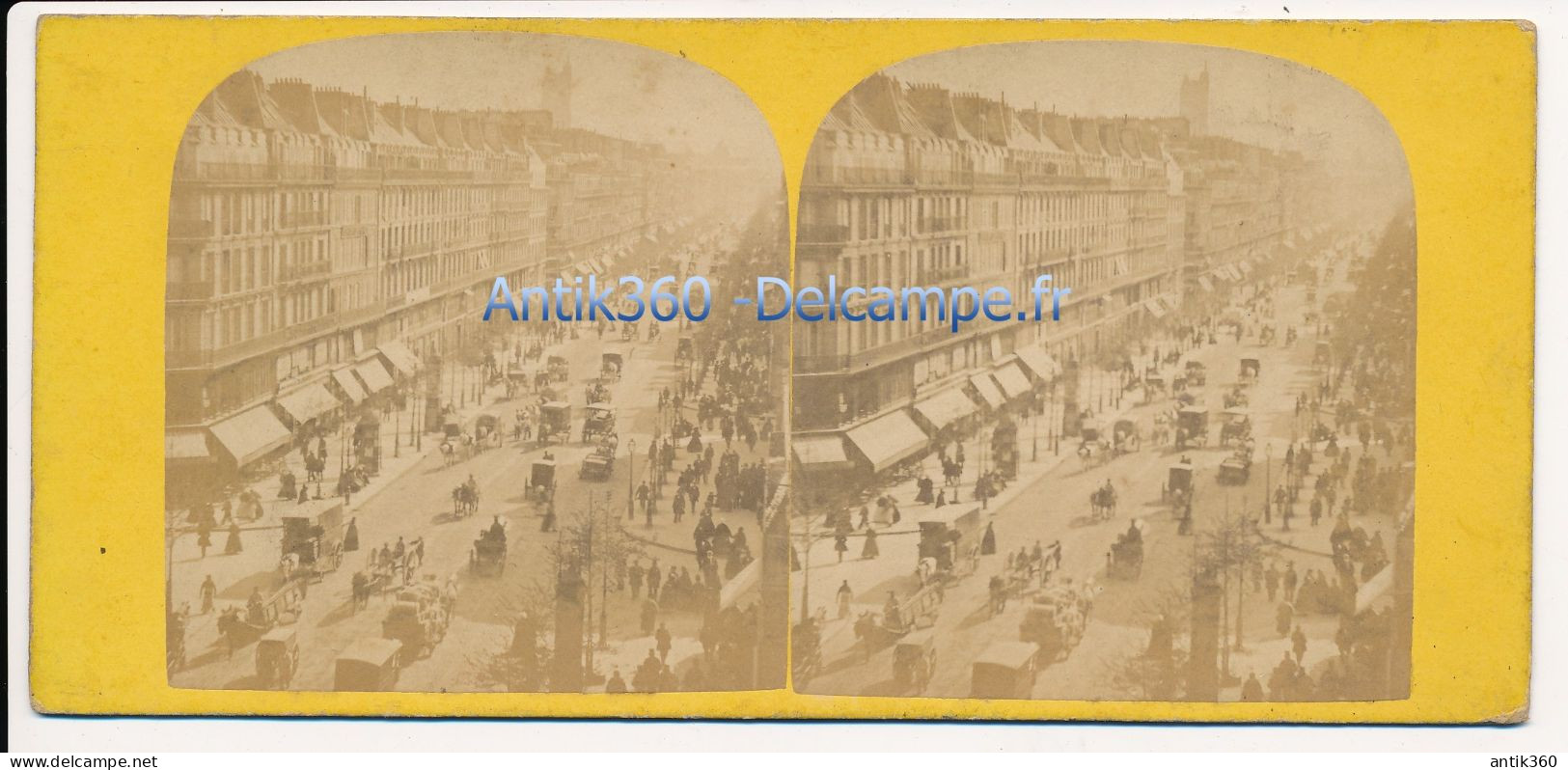 Photographie Ancienne Vue Stéréoscopique Vue De PARIS Circa 1860 Boulevard Sébastopol - Fotos Estereoscópicas