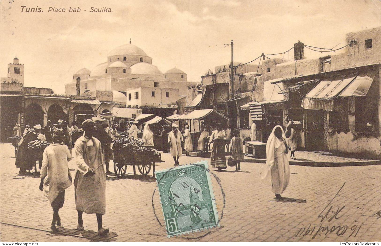 TUNISIE - Tunis - Place Bab - Souika - Carte Postale Ancienne - Tunisia