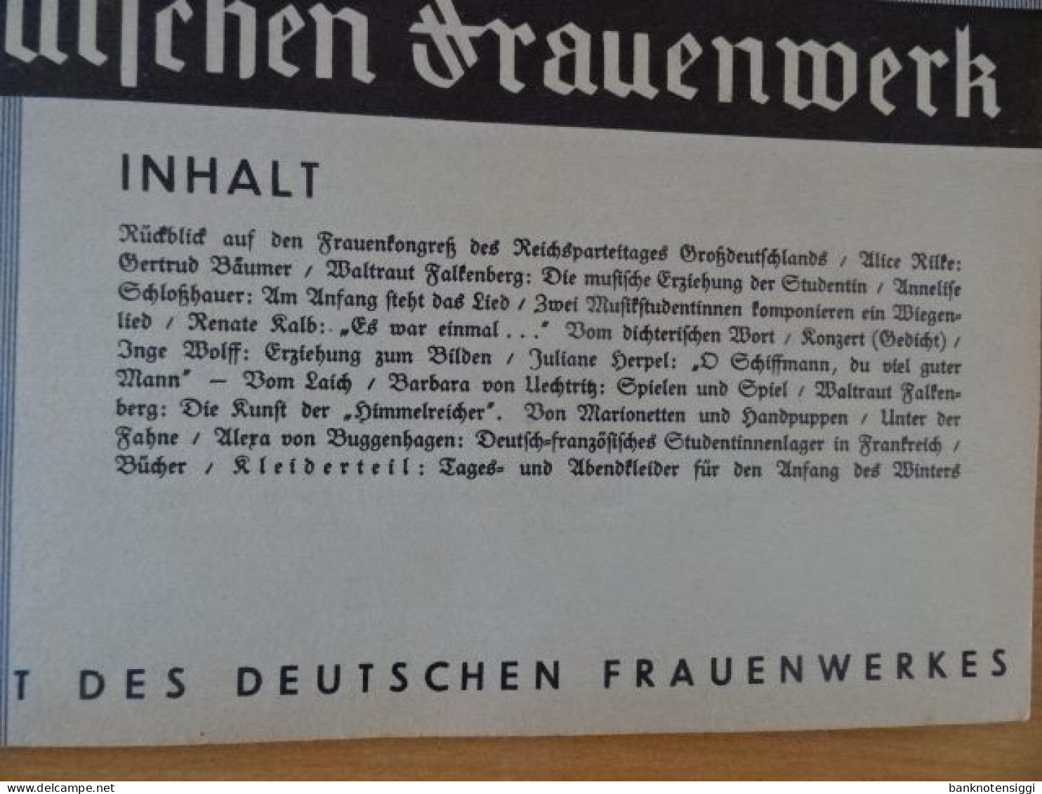 1 Heft Frauenkultur. Zehntes  Heft Oktober 1938 . - Deutsch