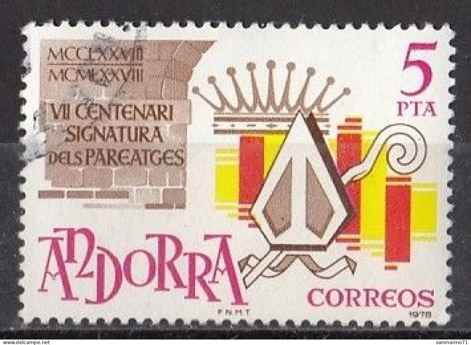 ANDORRA Spanish 117,used,falc Hinged - Gebruikt