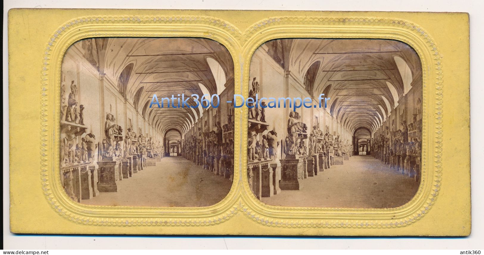 Photographie Ancienne Vue Stéréoscopique Circa 1860 Italie Rome Roma Vatican Musée Chiaramonti Effet Jour/nuit - Fotos Estereoscópicas