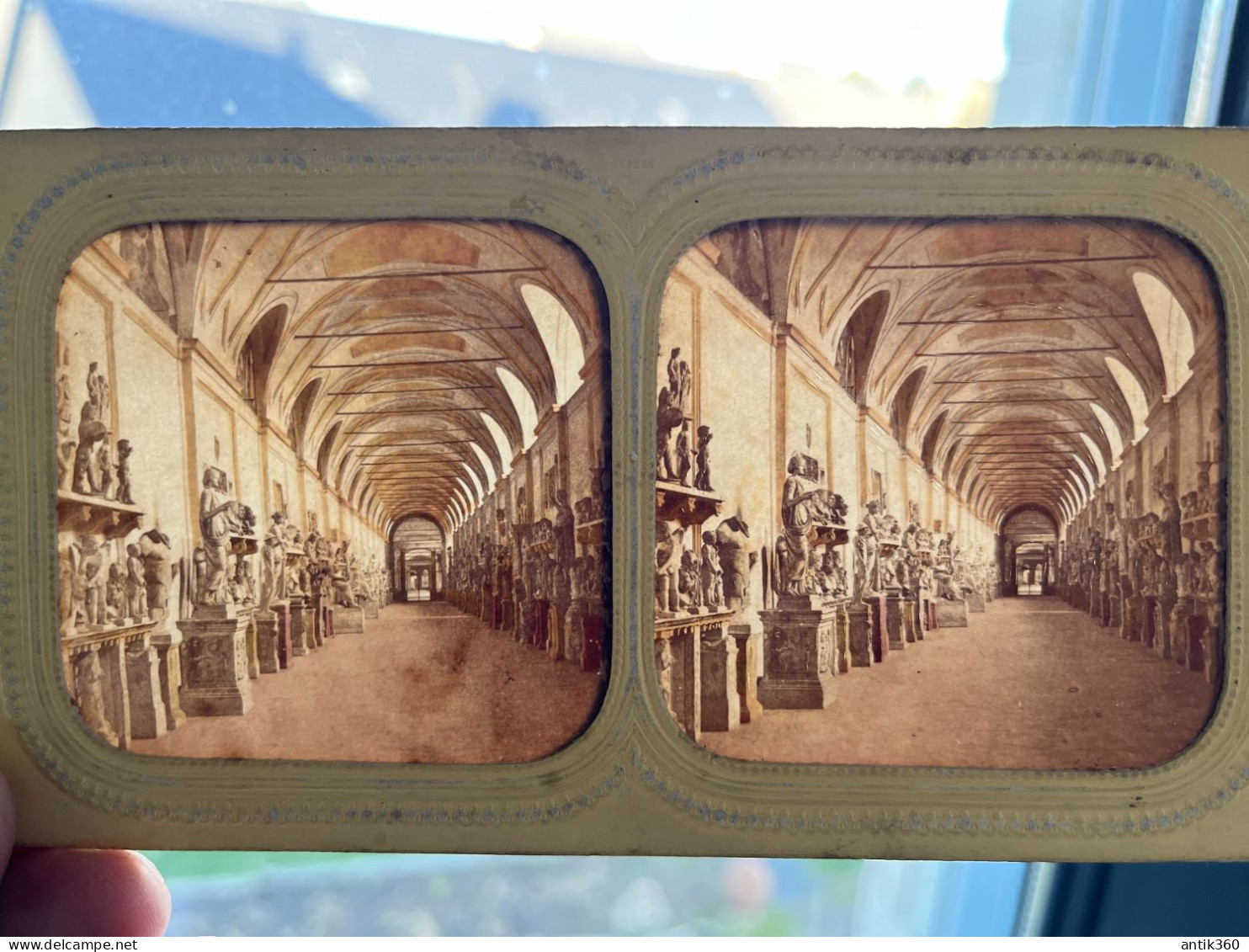 Photographie Ancienne Vue Stéréoscopique Circa 1860 Italie Rome Roma Vatican Musée Chiaramonti Effet Jour/nuit - Stereoscopic