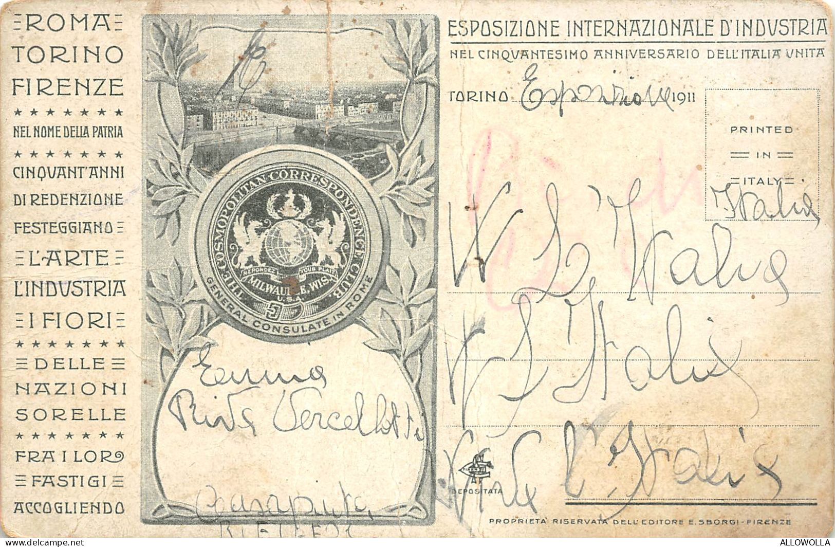 20233 " ESPOSIZIONE INTERNAZIONALE D'INDUSTRIA-TORINO 1911 " -VERA FOTO-CART. POST. SPED.1913 - Expositions