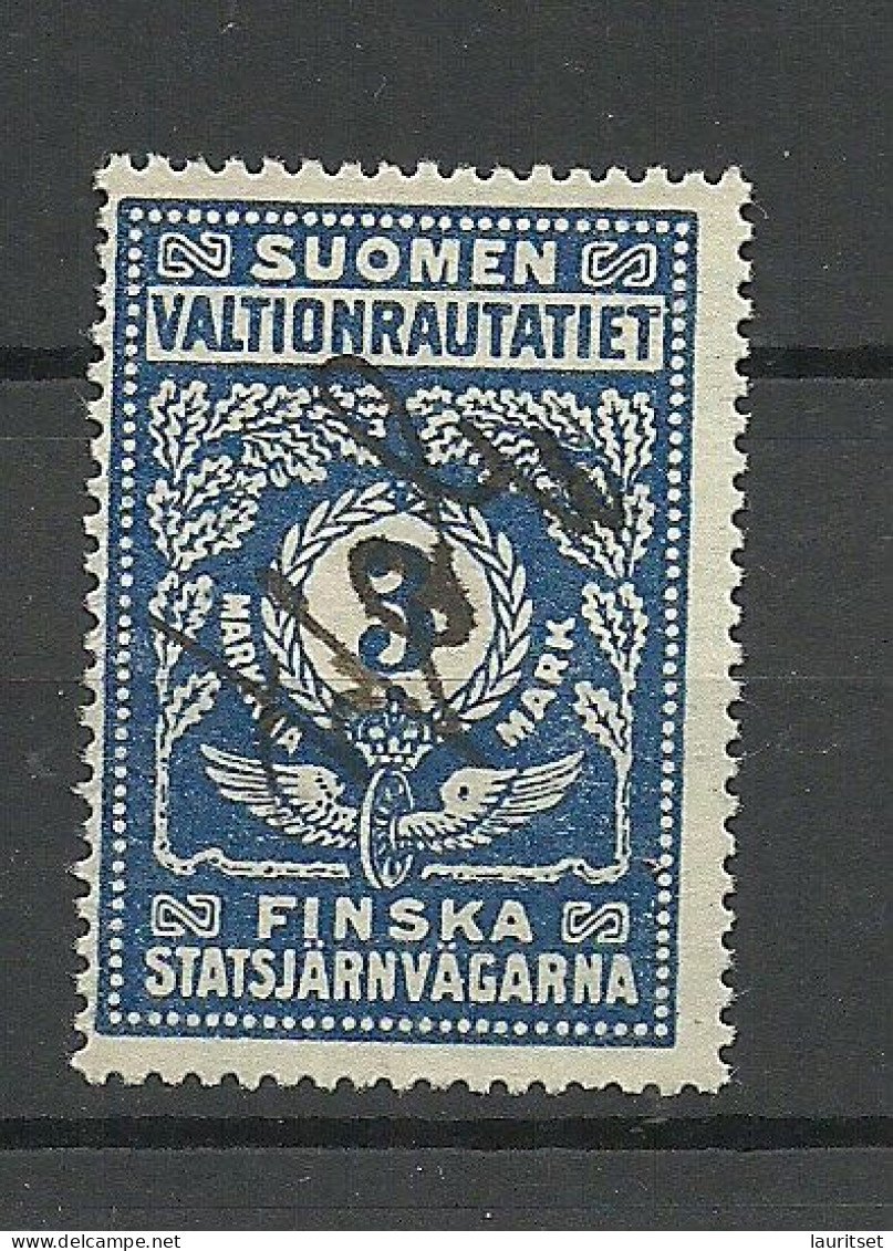 FINLAND FINNLAND 1918 Railway Stamp Eisenbahn Packetmarke 3 Mk. O - Paketmarken