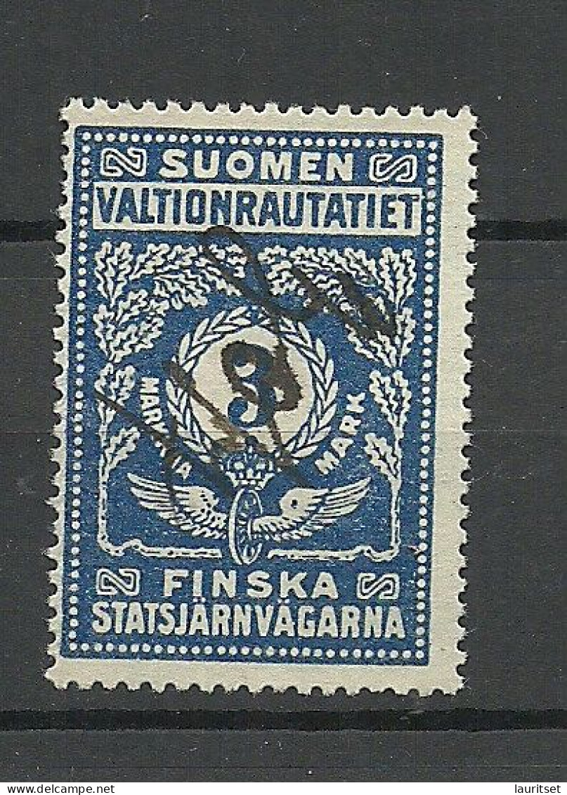 FINLAND FINNLAND 1918 Railway Stamp Eisenbahn Packetmarke 3 Mk. O - Pacchi Postali