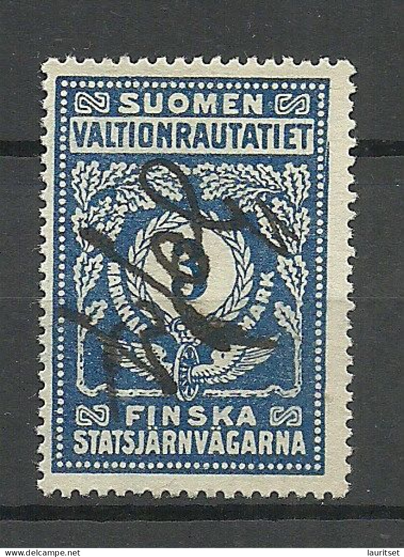 FINLAND FINNLAND 1918 Railway Stamp Eisenbahn Packetmarke 3 Mk. O - Postpaketten