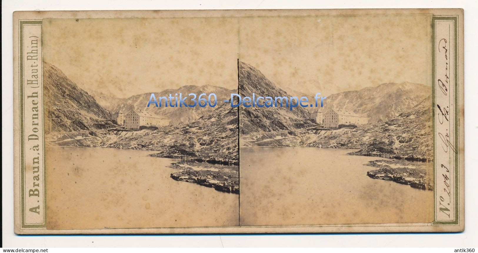 Photographie Ancienne Vue Stéréoscopique Circa 1860 Suisse Isère Vue Du Grand Saint Bernard Photographe Adolphe BRAUN - Stereoscoop