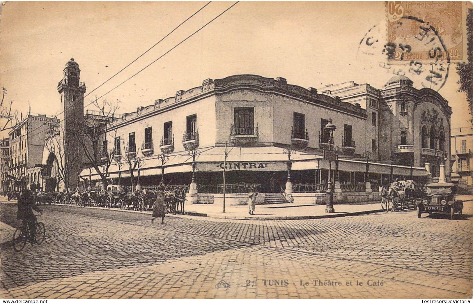 TUNISIE - Tunis - Le Théâtre Et Le Café - Carte Postale Ancienne - Tunesië