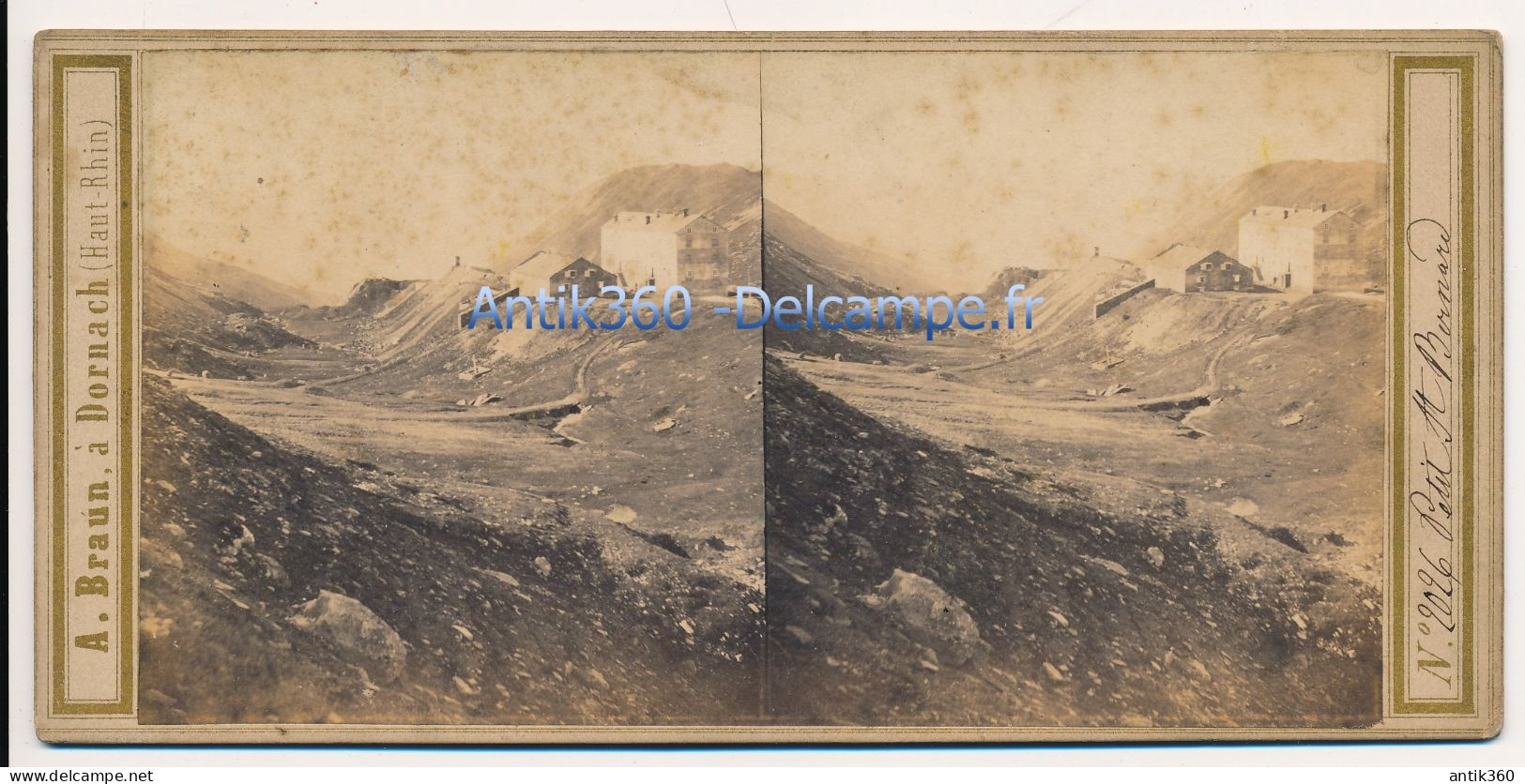 Photographie Ancienne Vue Stéréoscopique Circa 1860 Suisse Isère Vue Du Petit Saint Bernard Photographe Adolphe BRAUN - Stereoscoop