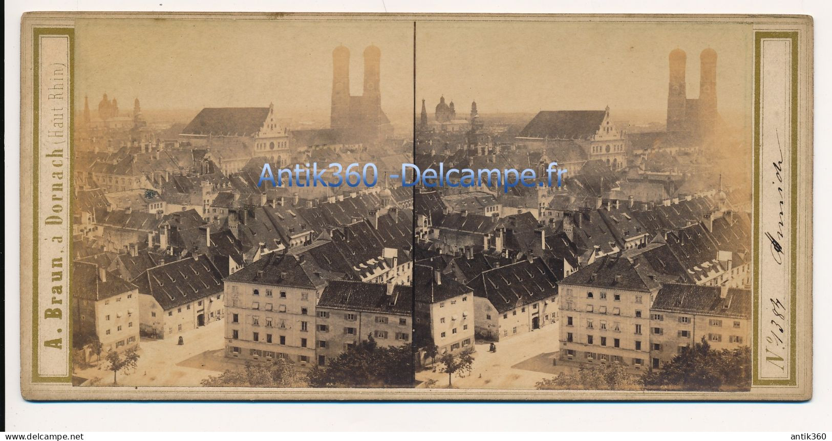 Photographie Ancienne Vue Stéréoscopique Circa 1860 Allemagne Vue De Munich Photographe Adolphe BRAUN - Stereoscopic