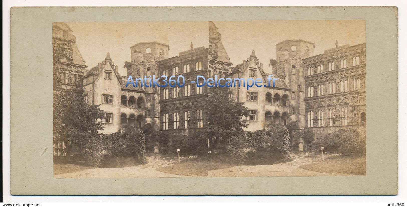 Photographie Ancienne Vue Stéréoscopique Circa 1860 Allemagne Vue De Heidelberg - Fotos Estereoscópicas