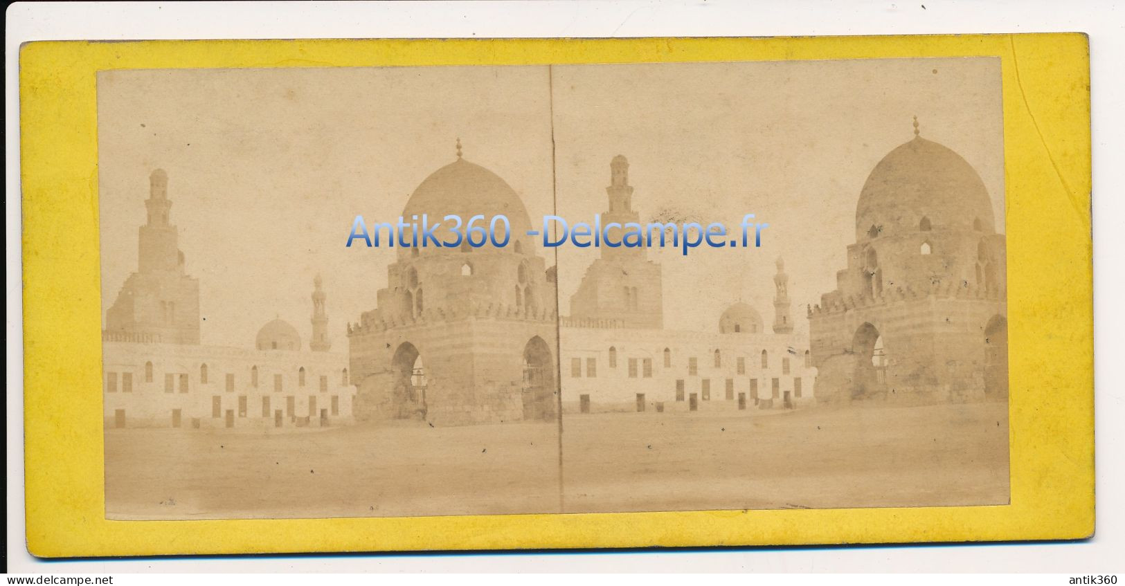 Photographie Ancienne Vue Stéréoscopique Circa 1860 Egypte Egypt Le Caire Cour Intérieure De La Mosquée Gam'a Touloûn - Stereoscoop