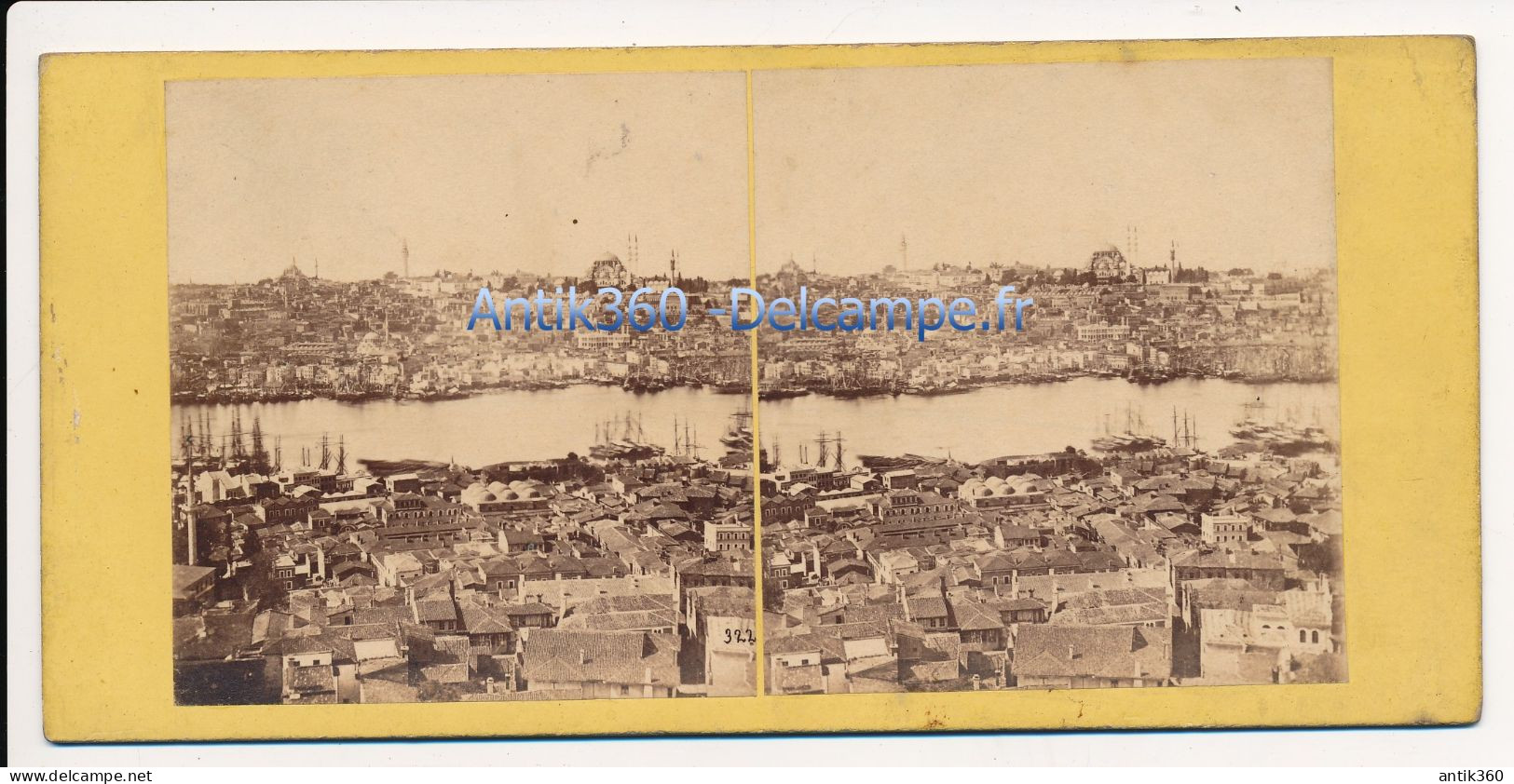 Photographie Ancienne Vue Stéréoscopique Circa 1860 Turquie Türkiye Panorama De Constantinople - Stereo-Photographie