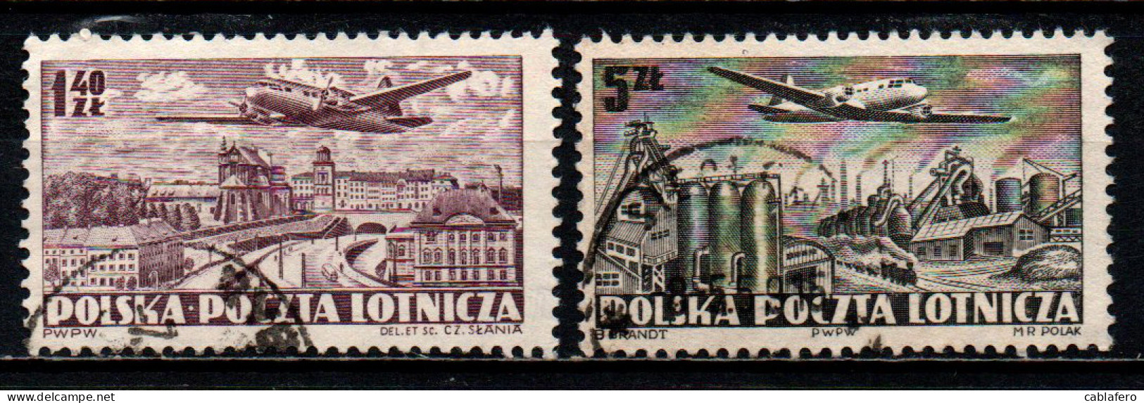 POLONIA - 1952 - AEREO CHE SORVOLA LA POLONIA - USATI - Gebruikt