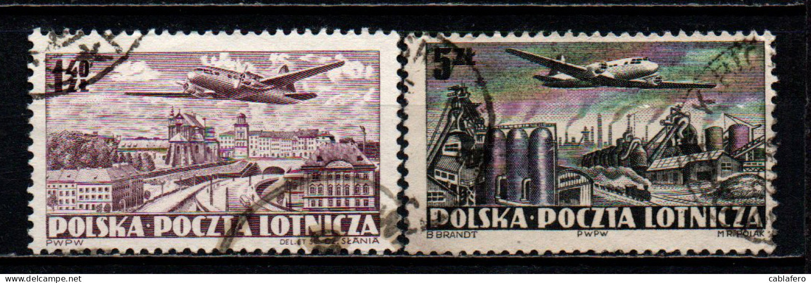 POLONIA - 1952 - AEREO CHE SORVOLA LA POLONIA - USATI - Used Stamps