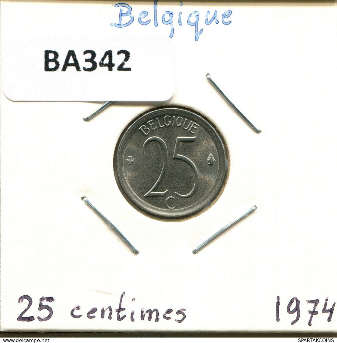 25 CENTIMES 1974 FRENCH Text BELGIQUE BELGIUM Pièce #BA342.F - 25 Cents