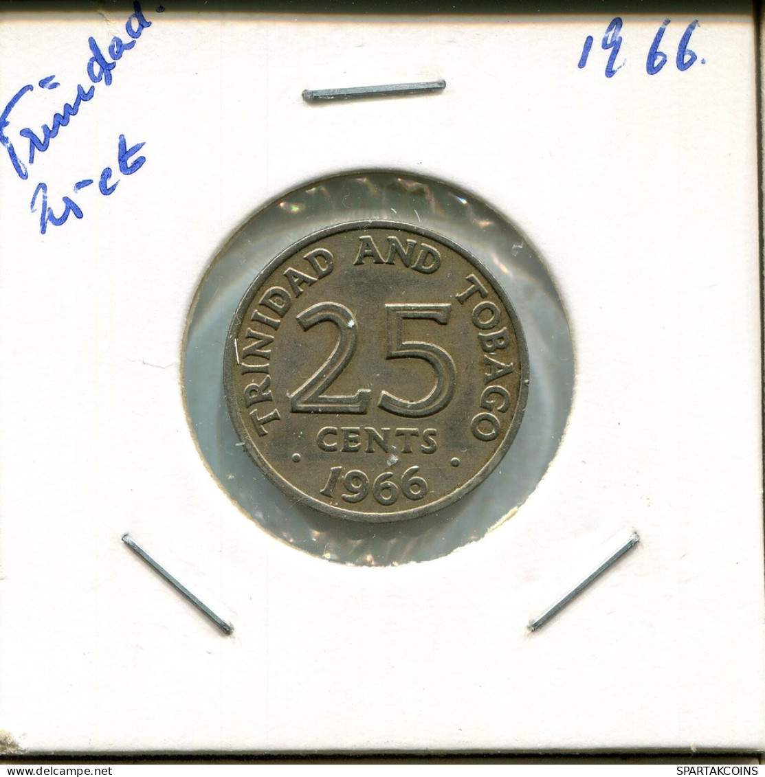 25 CENTS 1966 TRINITÉ-ET-TOBAGO TRINIDAD & TOBAGO Pièce #AN738.F - Trinidad En Tobago