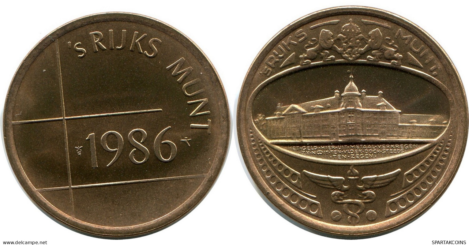 1986 ROYAL DUTCH MINT SET TOKEN NÉERLANDAIS NETHERLANDS MINT (From BU Mint Set) #AH037.F - Jahressets & Polierte Platten