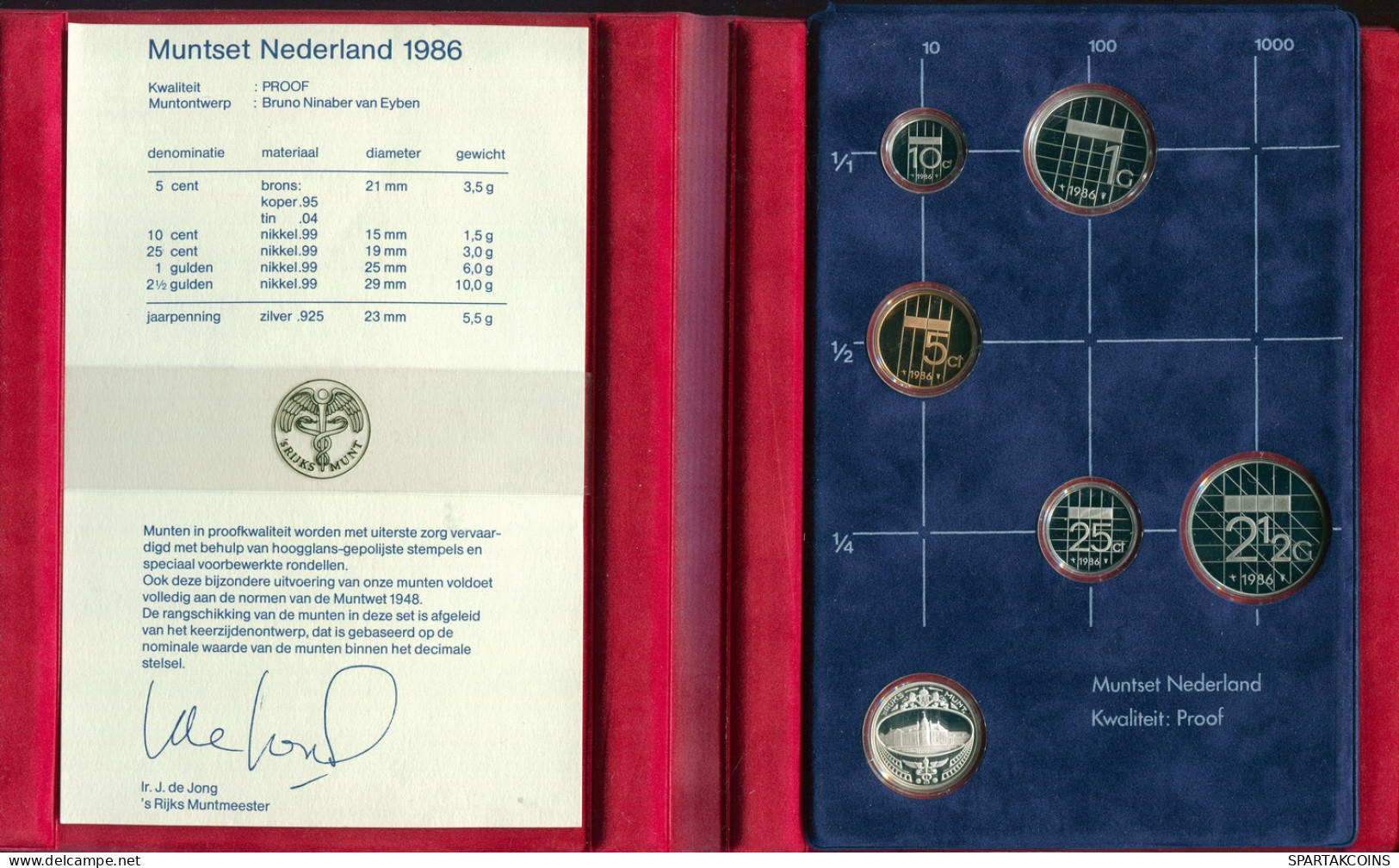 NÉERLANDAIS NETHERLANDS 1986 MINT SET 5 Pièce ARGENT MEDAL PROOF #SET1138.16.F - Jahressets & Polierte Platten