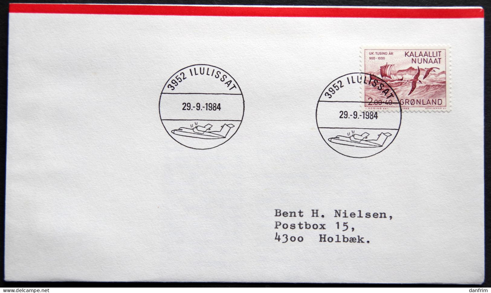 Greenland  1984 FIRST FLIGHT  SDR.STRØMFJORD- JAKOBSHAVN  29-9-1984 ( Lot 816 ) - Cartas & Documentos