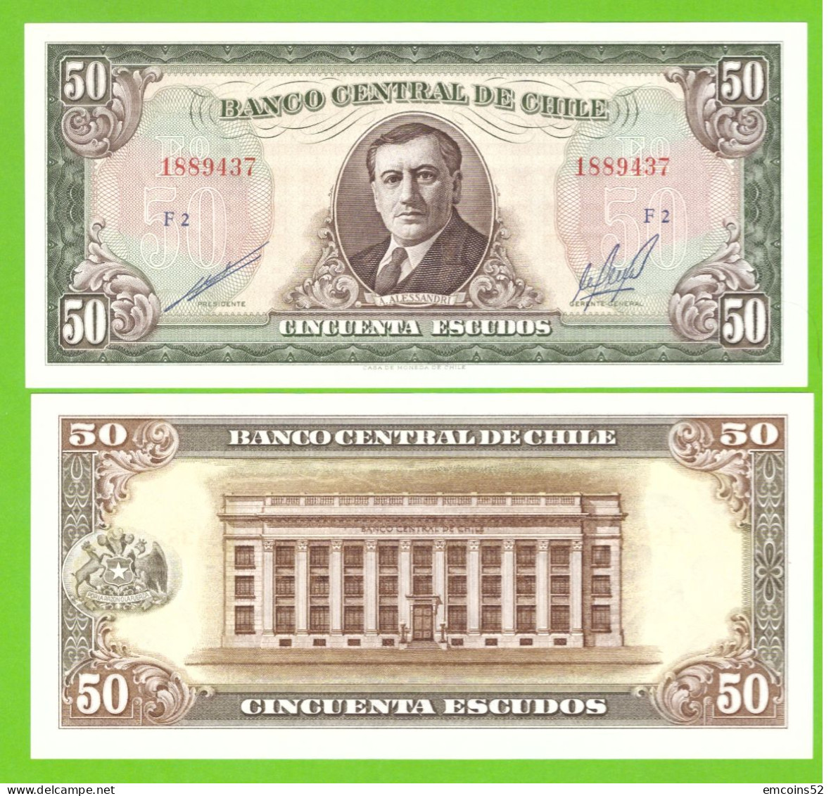 CHILE 50 ESCUDOS 1962/1975 P-140b UNC - Chile