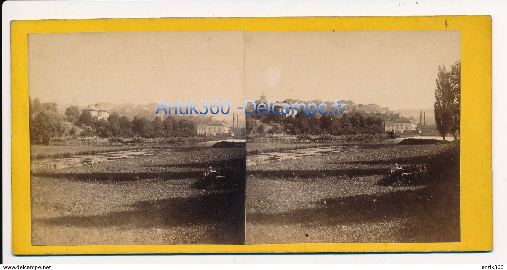 Photographie Ancienne Vue Stéréoscopique Circa 1860 SARREGUEMINES Ou Environs Lieu Exact à Identifier N°1 - Stereo-Photographie