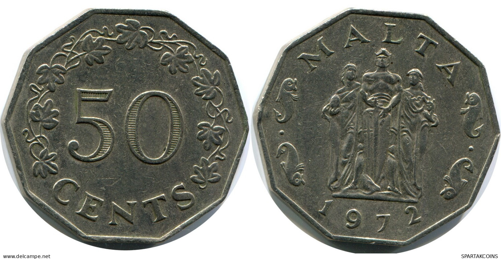 50 CENTS 1972 MALTE MALTA Pièce #AZ313.F - Malte