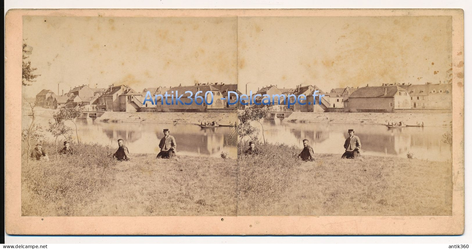 Photographie Ancienne Vue Stéréoscopique Circa 1860 SARREGUEMINES Halle Au Blé - Stereoscopic