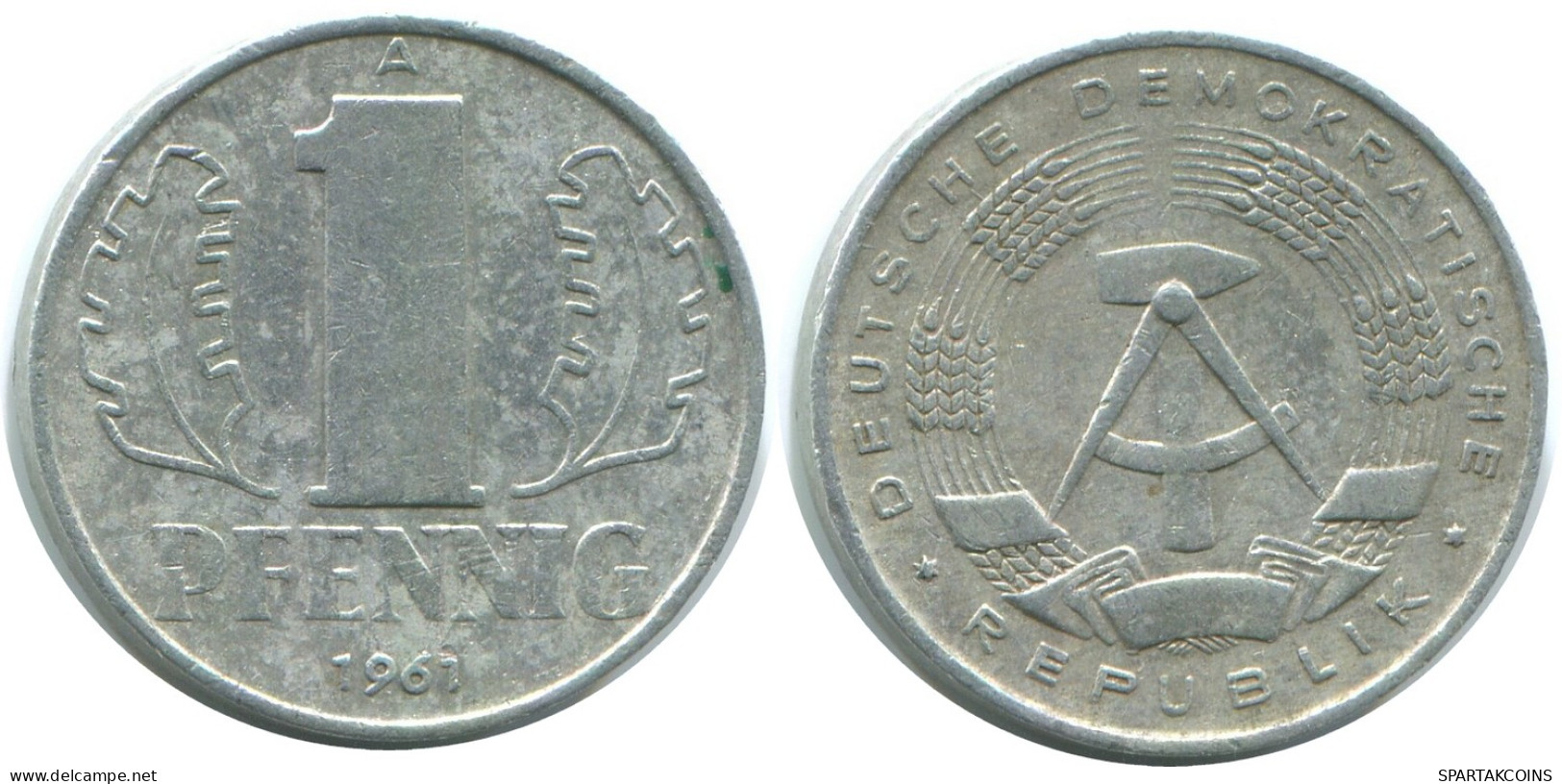 1 PFENNIG 1961 A DDR EAST ALEMANIA Moneda GERMANY #AE056.E - 1 Pfennig