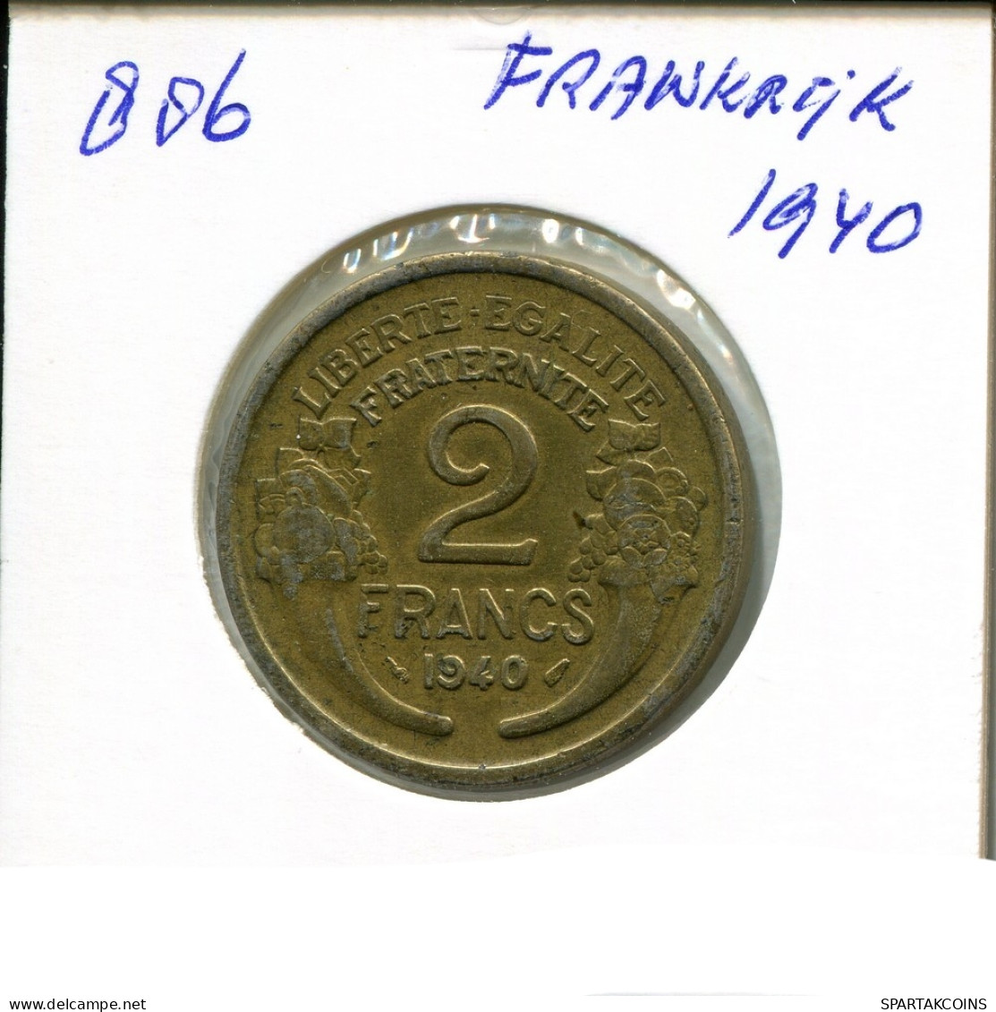 2 FRANCS 1940 FRANCIA FRANCE Moneda #AN343.E - 2 Francs