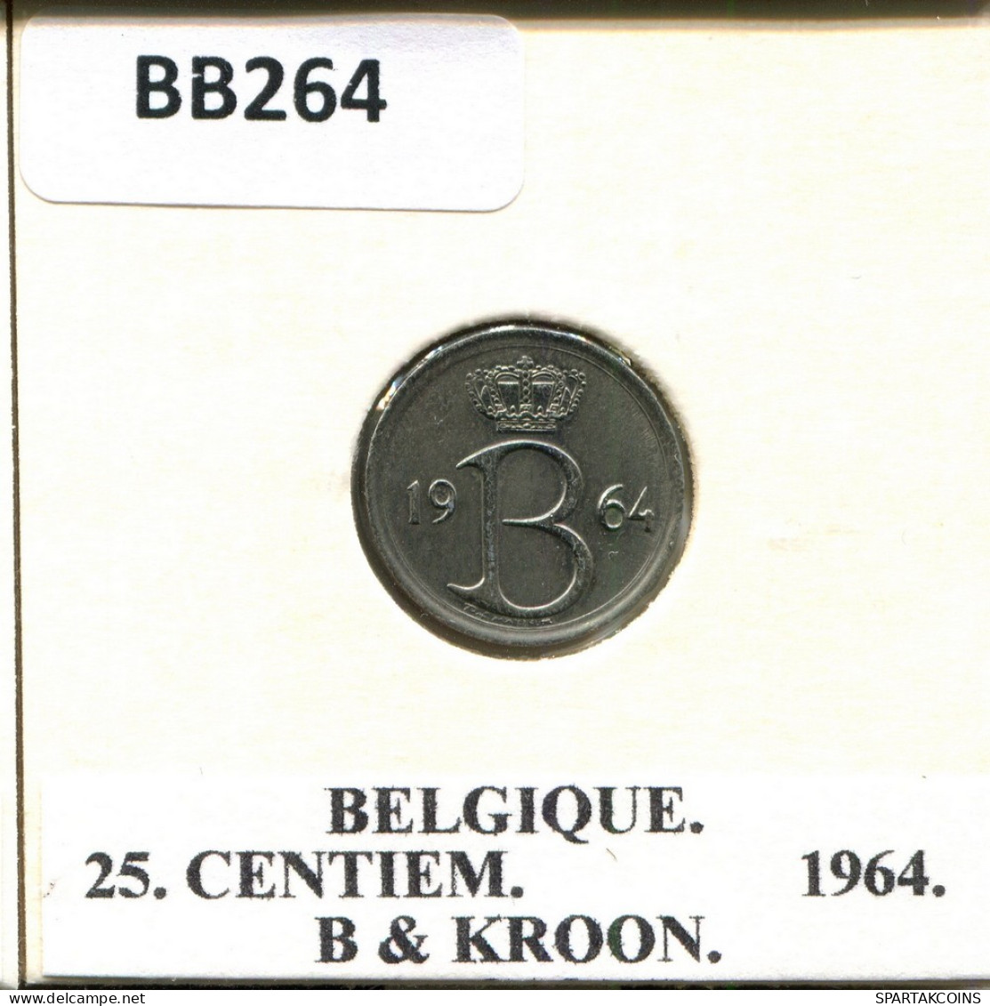 25 CENTIMES 1964 FRENCH Text BELGIUM Coin #BB264.U - 25 Cents