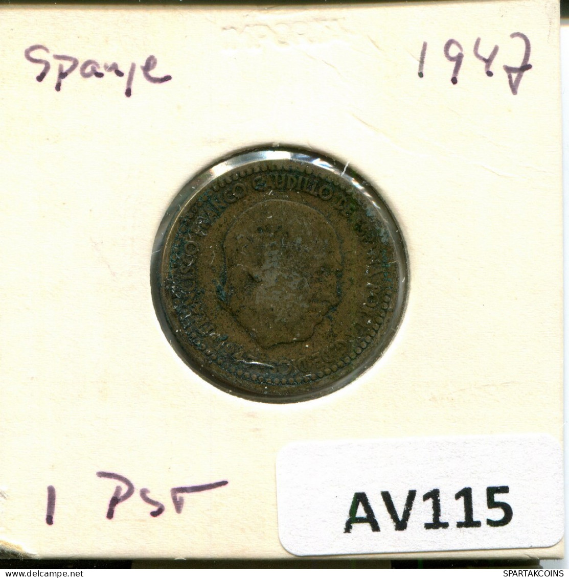 1 PESETA 1947 SPAIN Coin #AV115.U - 1 Peseta