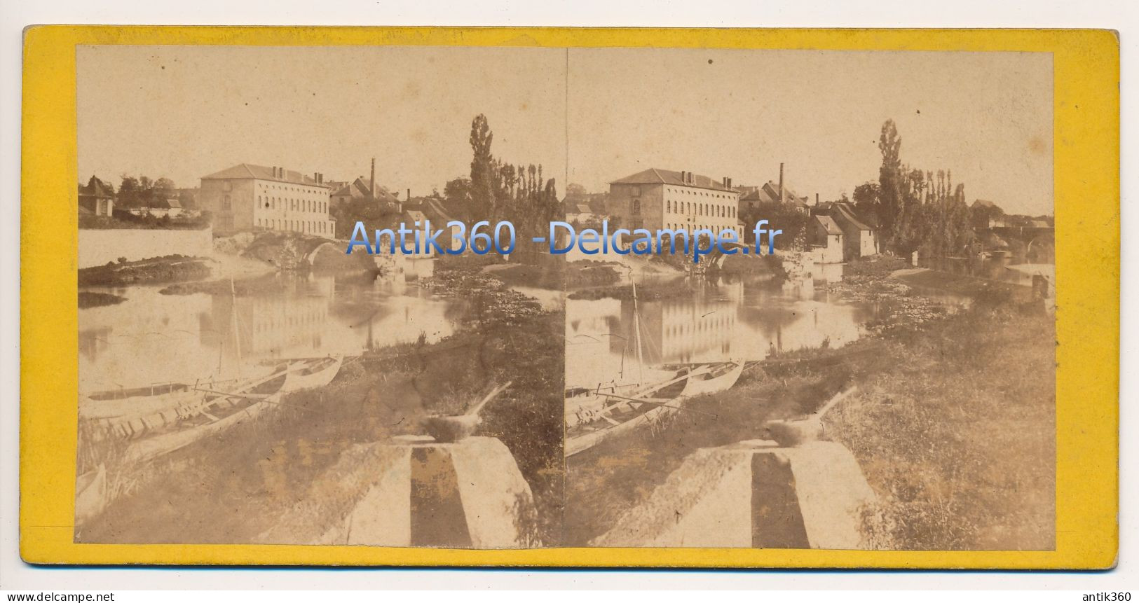 Photographie Ancienne Vue Stéréoscopique Circa 1860 SARREGUEMINES Ruines Du Vieux Pont - Stereoscopic