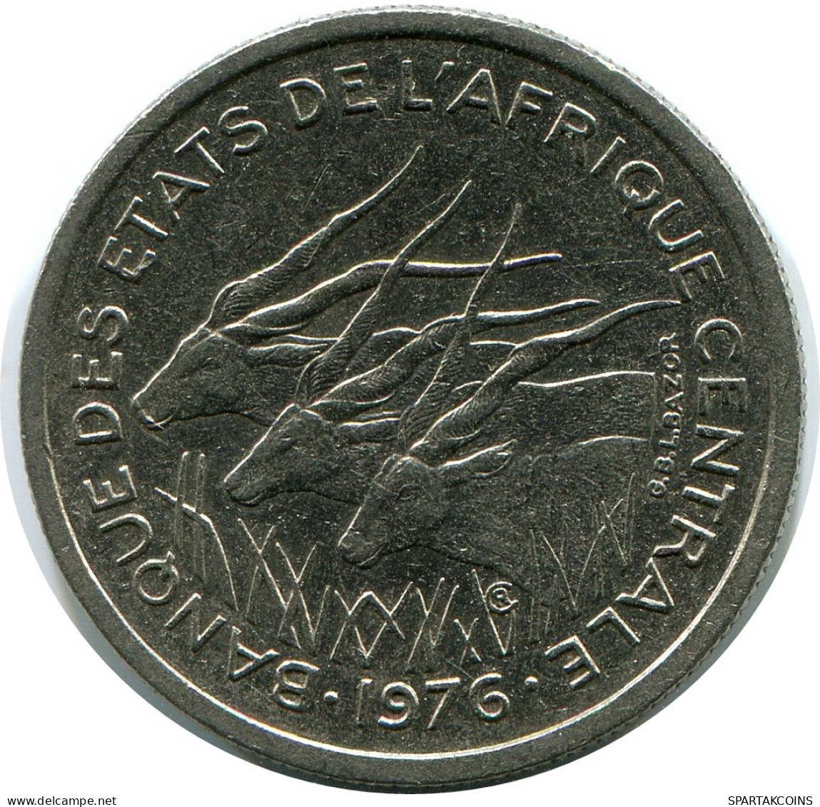 50 FRANCS CFA 1976 CENTRAL AFRICAN STATES (BEAC) Coin #AP867.U - Centraal-Afrikaanse Republiek