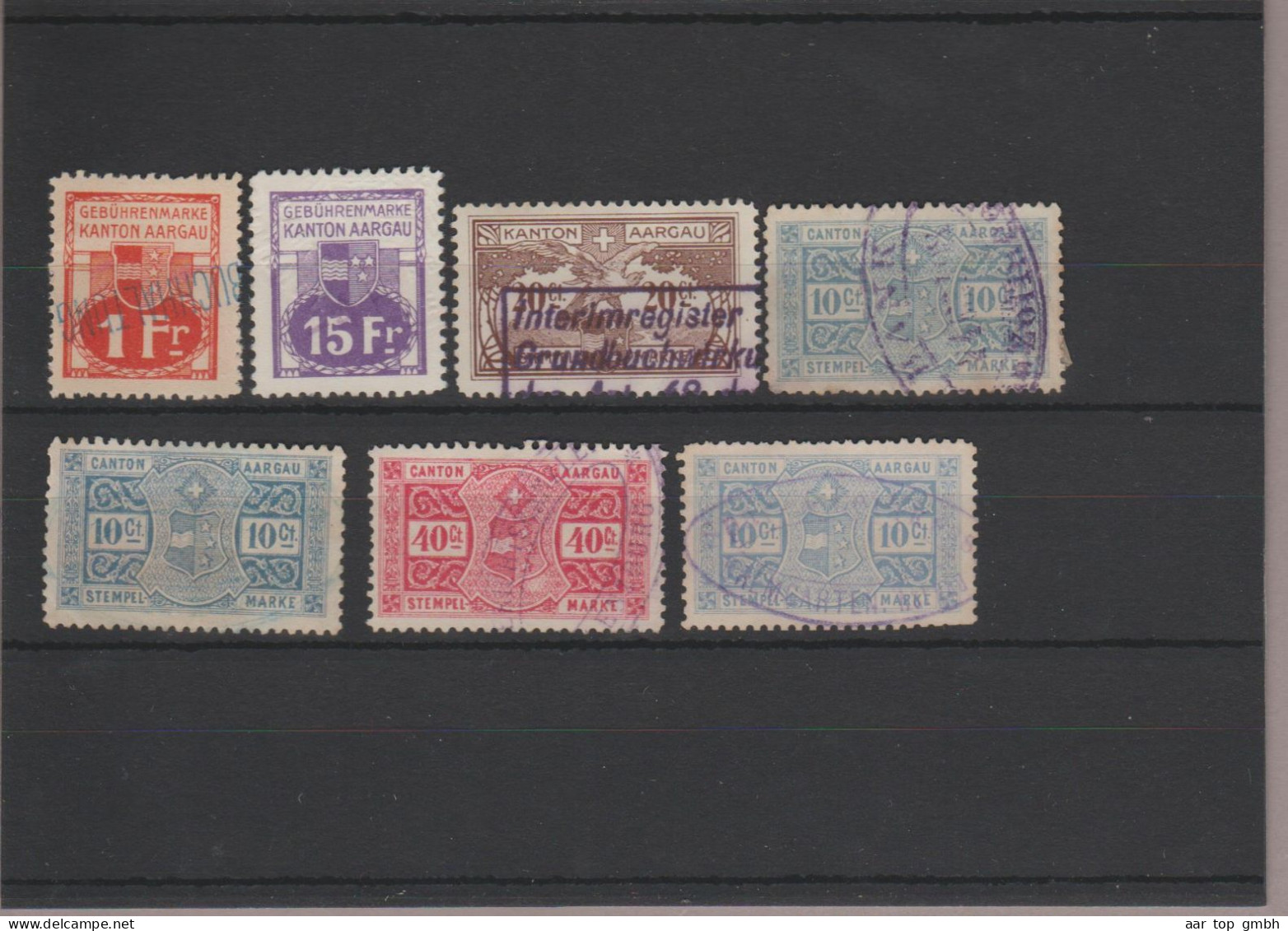 Schweiz Steuermarken Fiskalmarken Kanton Aargau 7 Verschiedene M. - Revenue Stamps