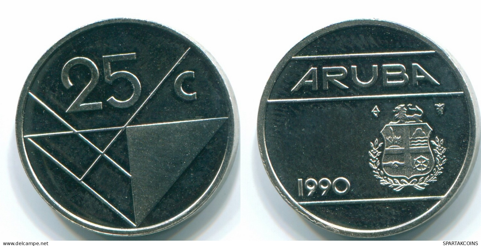 25 CENTS 1990 ARUBA (Netherlands) Nickel Colonial Coin #S13635.U - Aruba