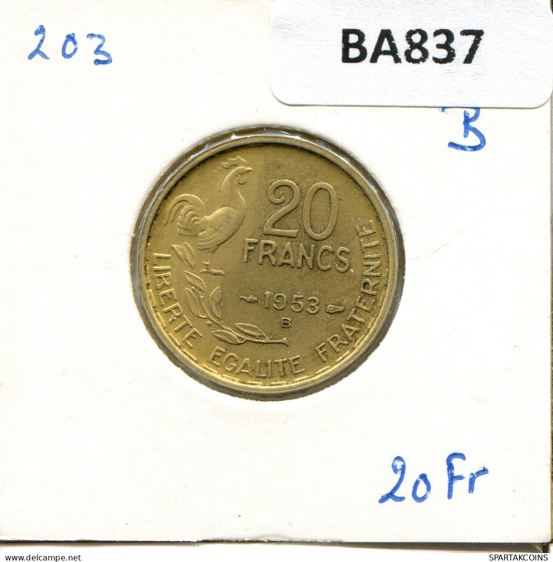 20 FRANCS 1953 B FRANKREICH FRANCE Französisch Münze #BA837.D - 20 Francs