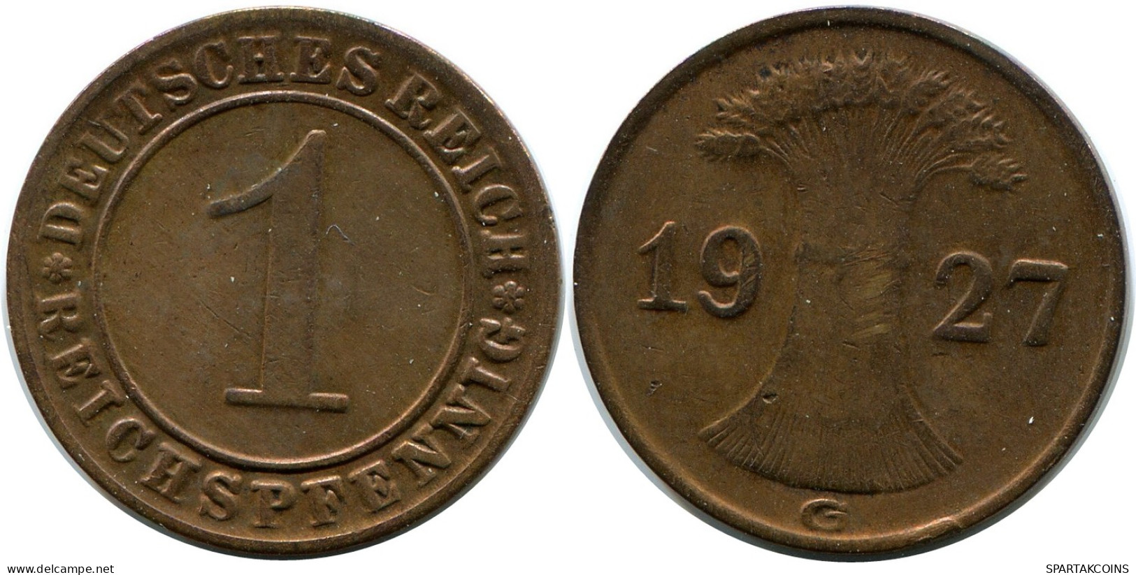 1 REICHSPFENNIG 1927 G DEUTSCHLAND Münze GERMANY #DB779.D - 1 Rentenpfennig & 1 Reichspfennig