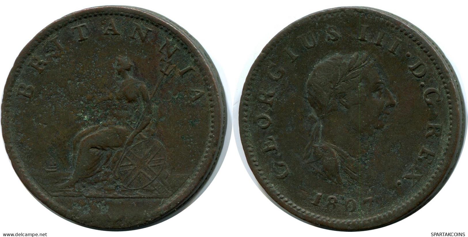 FARTHING 1807 UK GROßBRITANNIEN GREAT BRITAIN Münze #AZ778.D - A. 1 Farthing