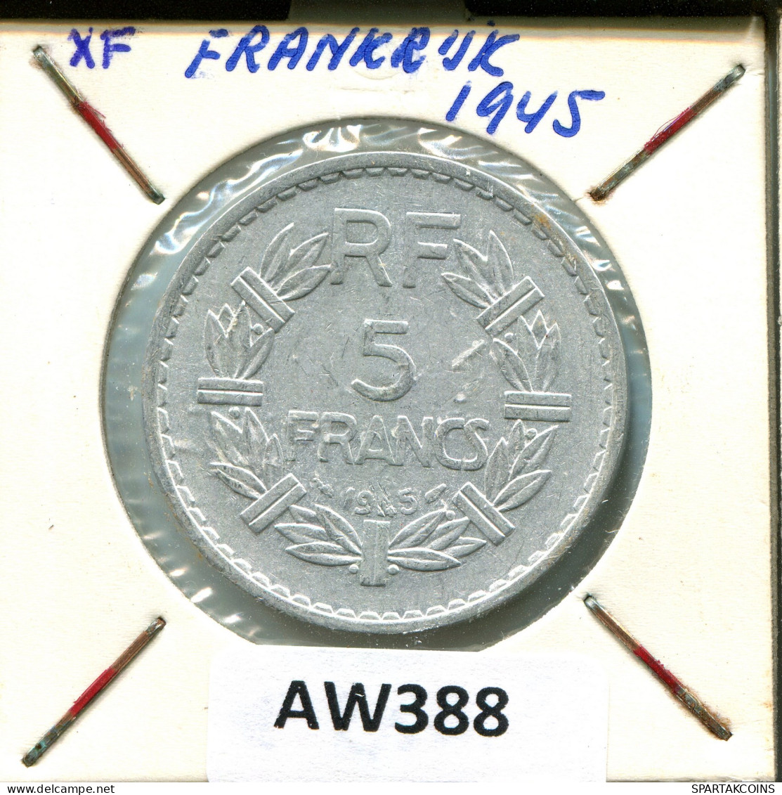 5 FRANCS 1945 FRANKREICH FRANCE Französisch Münze #AW388.D - 5 Francs