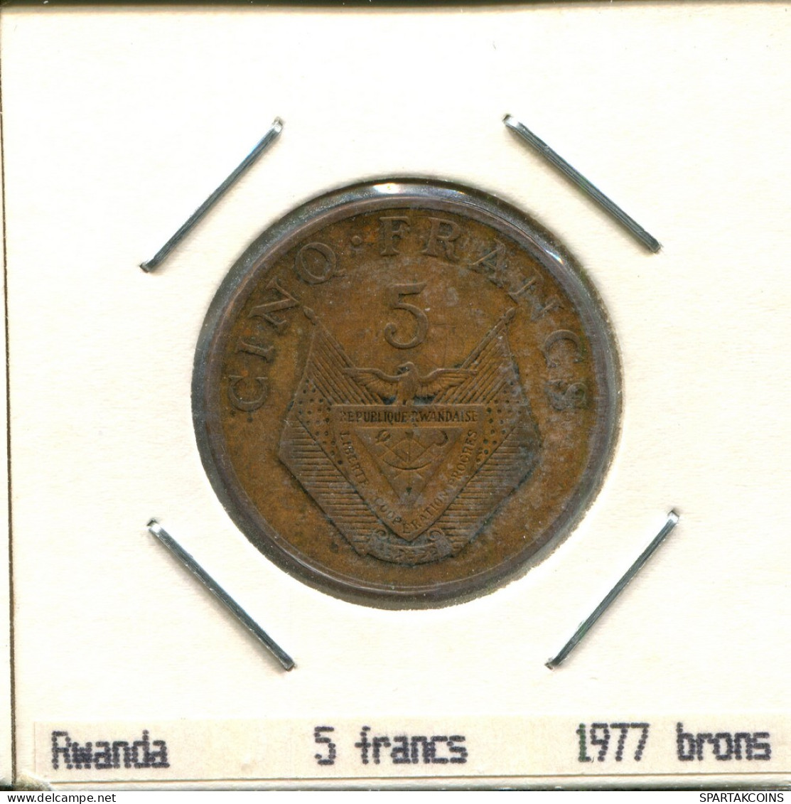 5 FRANCS 1977 RWANDA (RUANDA) Münze #AS381.D - Rwanda