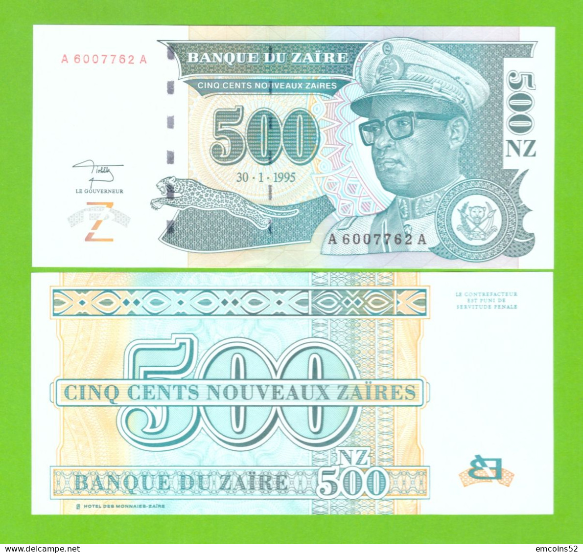 ZAIRE 500 ZAIRES 1995 P-65 UNC - Zaïre