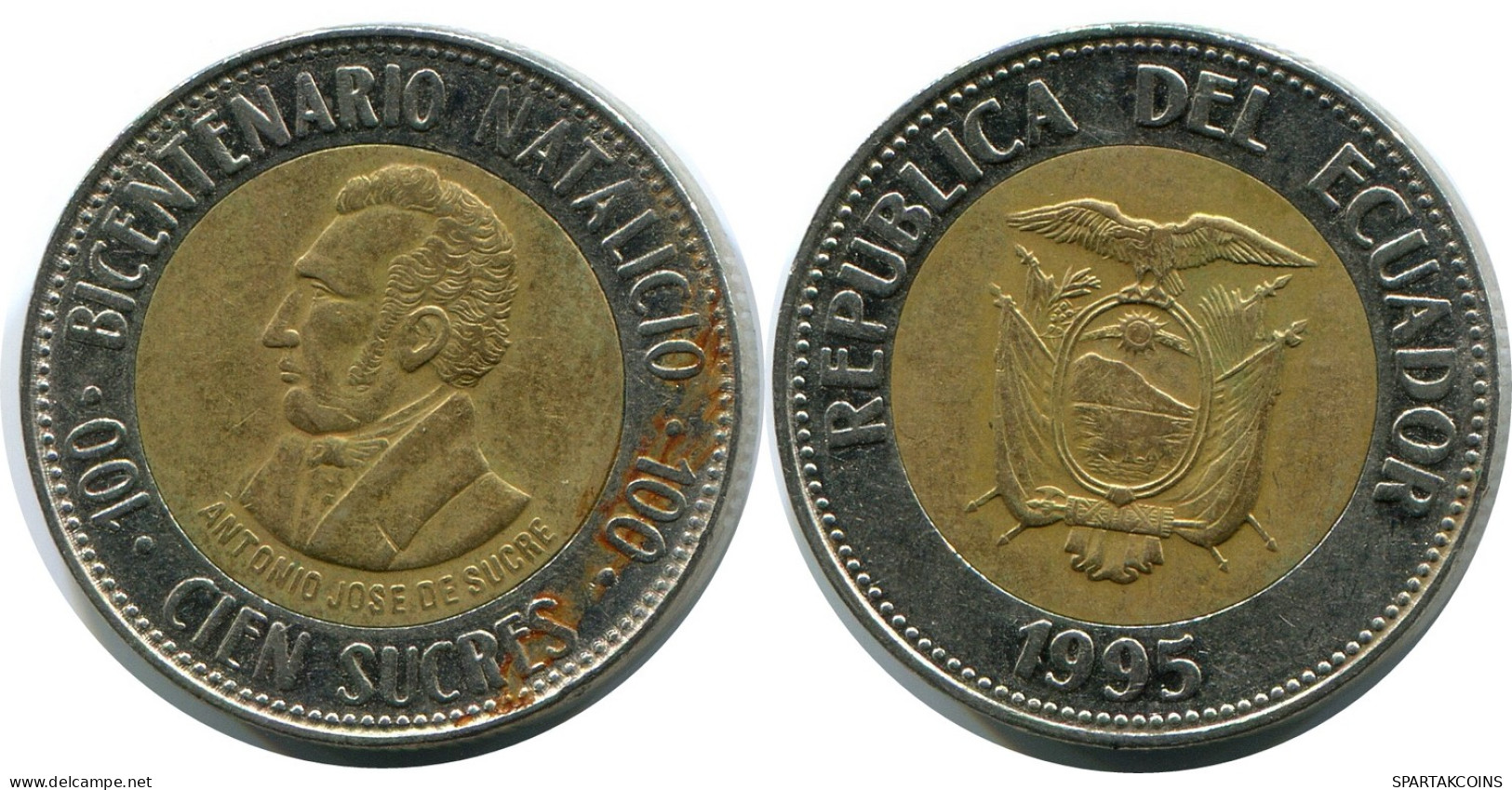 100 SUCRES 1995 ECUADOR BIMETALLIC Münze #AR946.D - Equateur