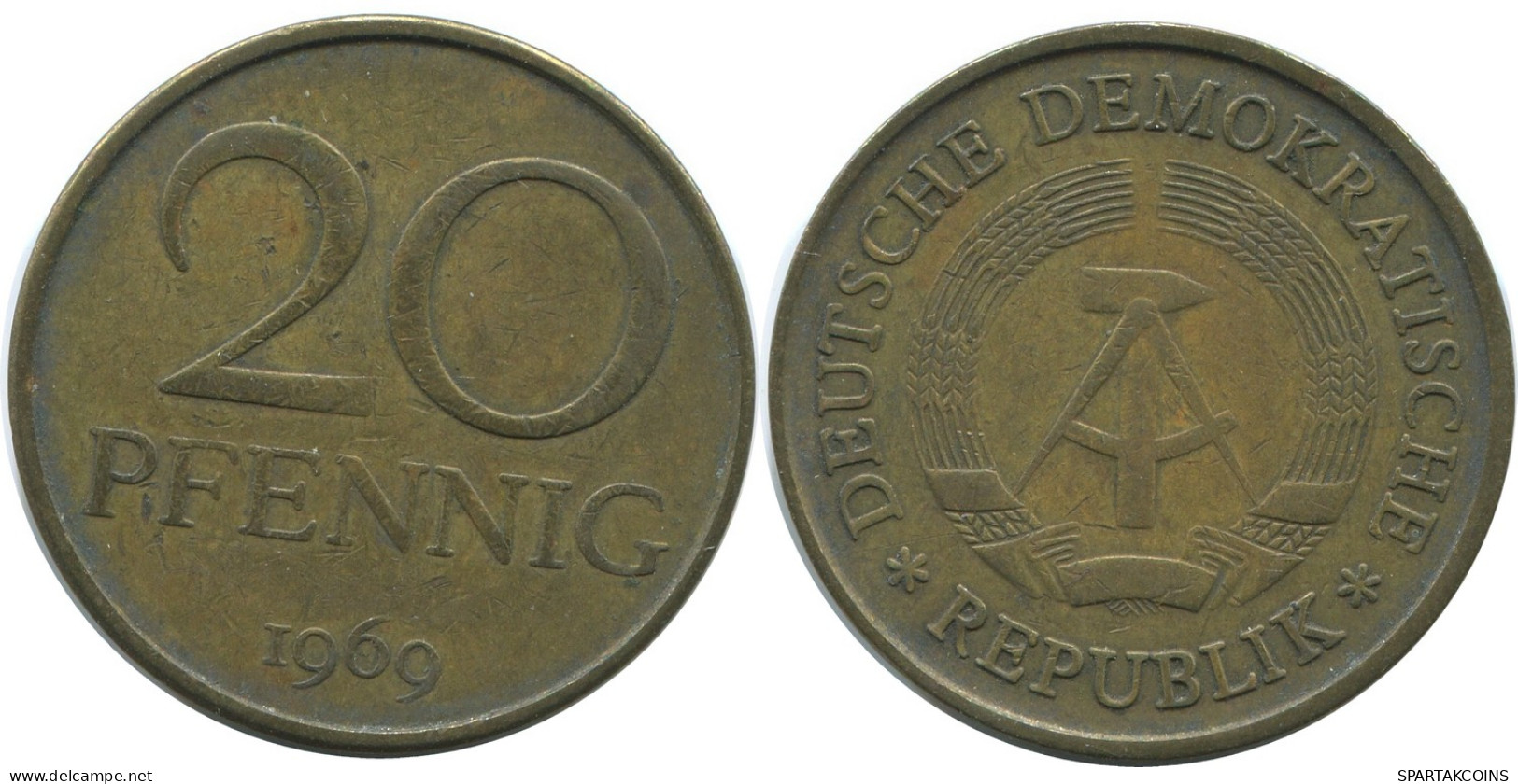 20 PFENNIG 1969 DDR EAST DEUTSCHLAND Münze GERMANY #AE110.D - 20 Pfennig