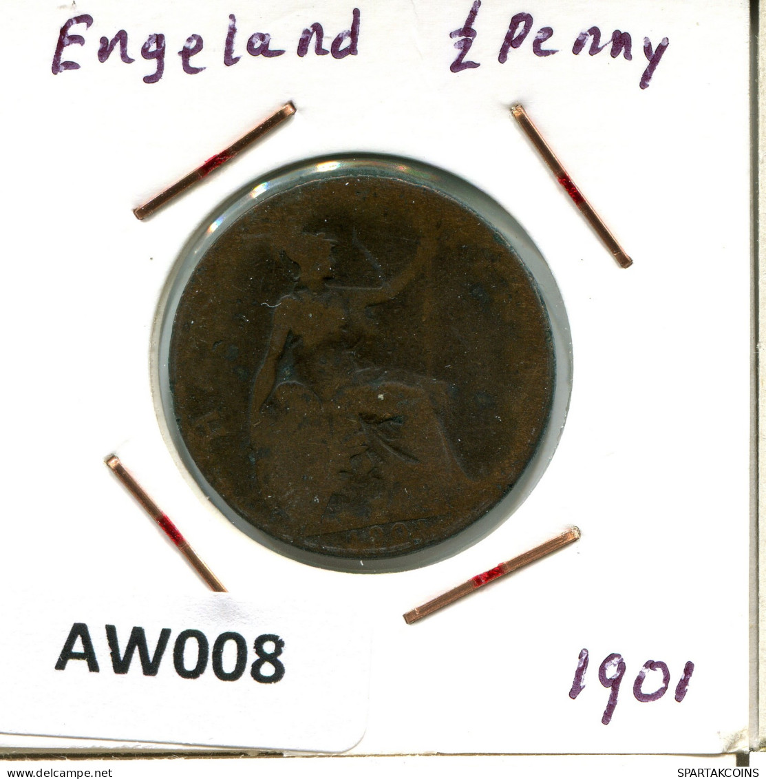 HALF PENNY 1901 UK GROßBRITANNIEN GREAT BRITAIN Münze #AW008.D - C. 1/2 Penny