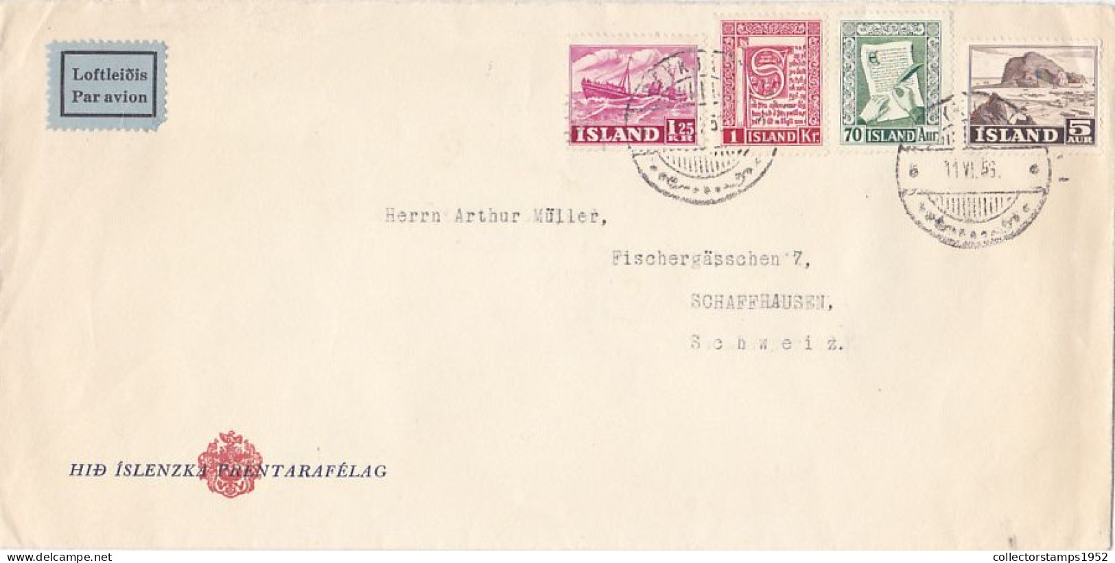 SHIP, WRITINGS, LANDSCAPE, STAMPS ON COVER,1958, ICELAND - Brieven En Documenten