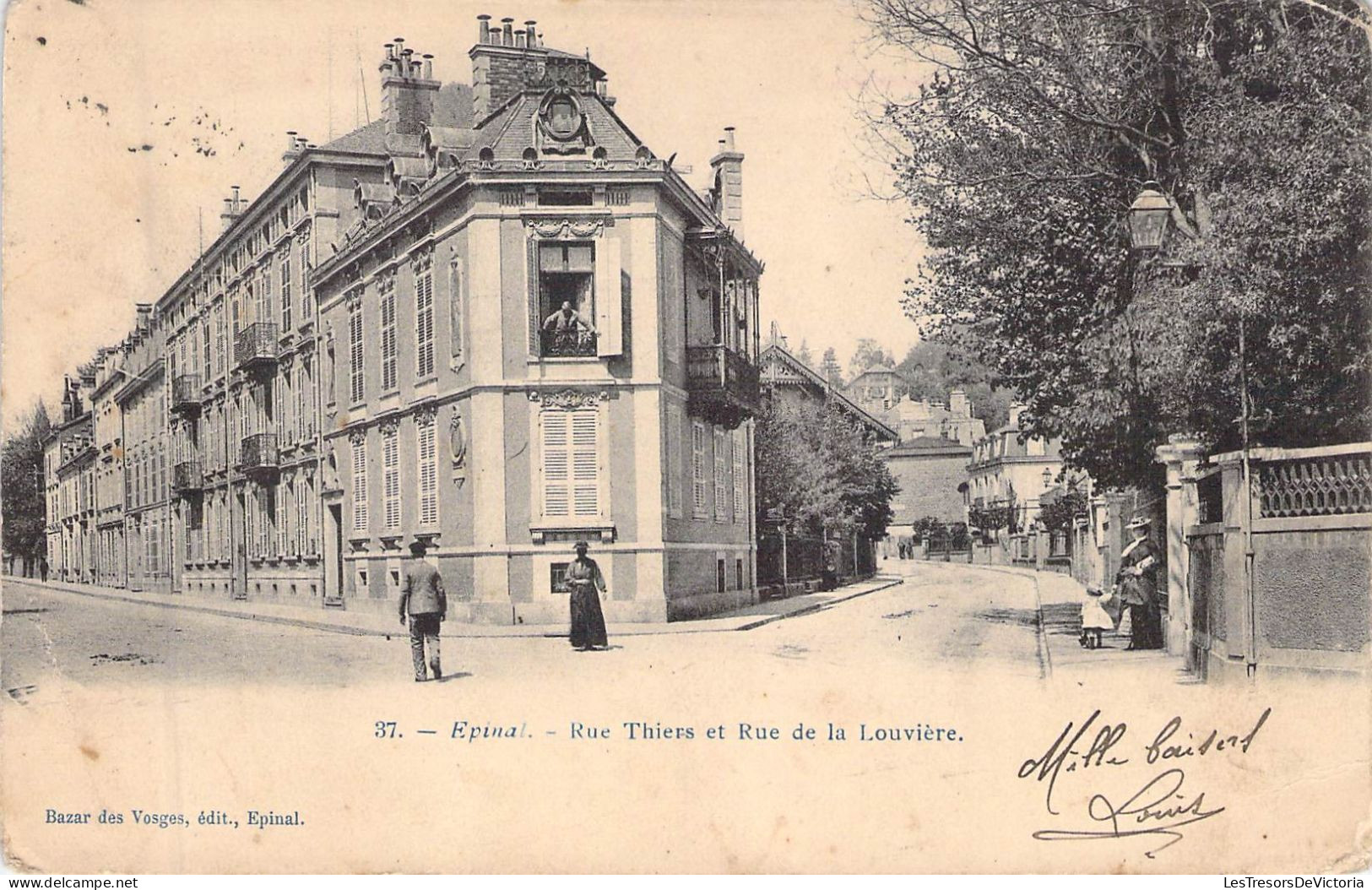 FRANCE - 88 - EPINAL - Rue Thiers Et Rue De La Louvière - Edit Bazar Des Vosges - Carte Postale Ancienne - Epinal