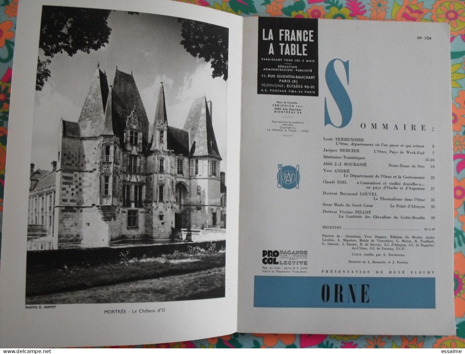 La France à Table N° 104. 1963. Orne. Alençon Domfront Argentan Gacé L'aigle Bellême Mortagne Longny Sées. Gastronomie - Tourisme & Régions